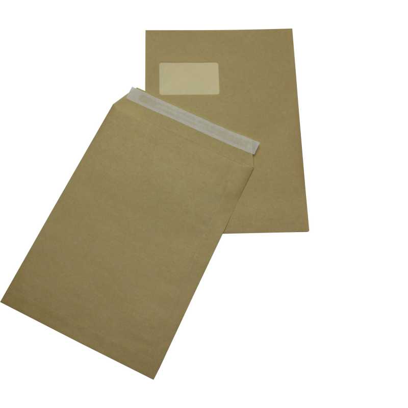 250 C4 Versandtaschen Umschläge Braun selbstklebend Kuvert mit Fenster 229x324mm 